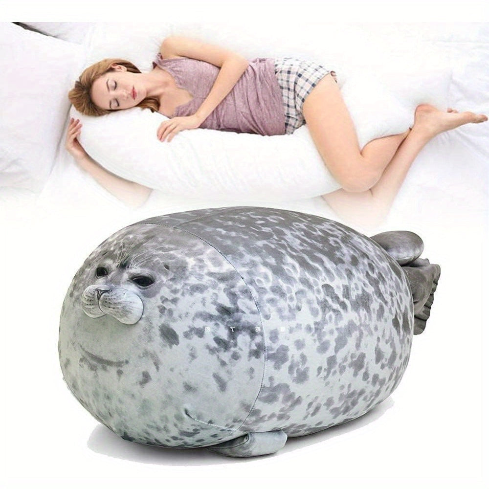 Soft and cuddly spotted seal plush toy for boys and girls, can be used as a pillow or room decoration. Perfect gift for kids on their birthday, Valentine's Day, or Christmas.