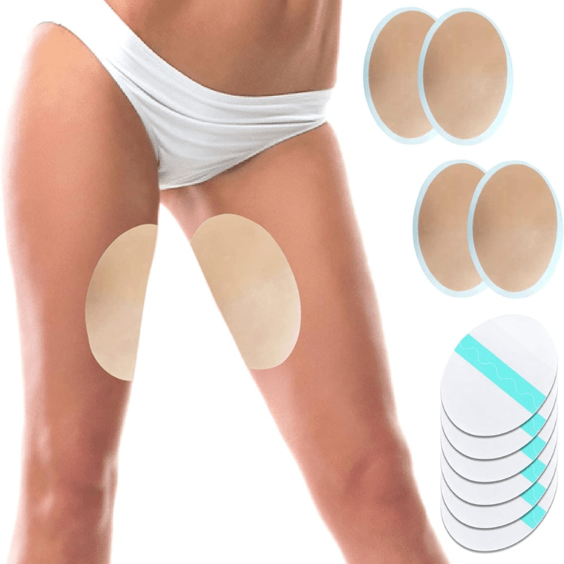 10-Pack of self-adhesive transparent thigh pads for friction prevention.