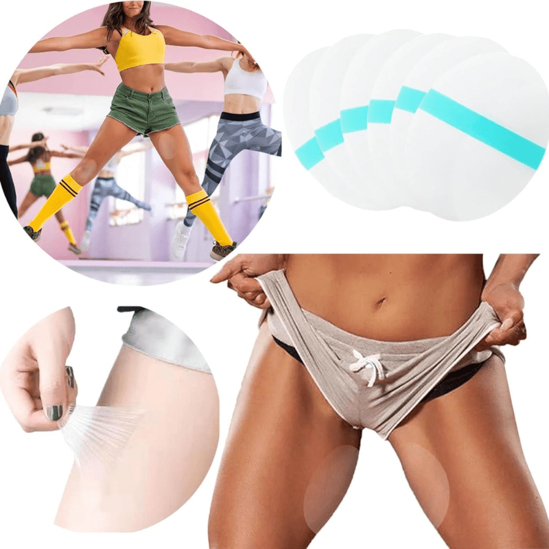 10-Pack of self-adhesive transparent thigh pads for friction prevention.