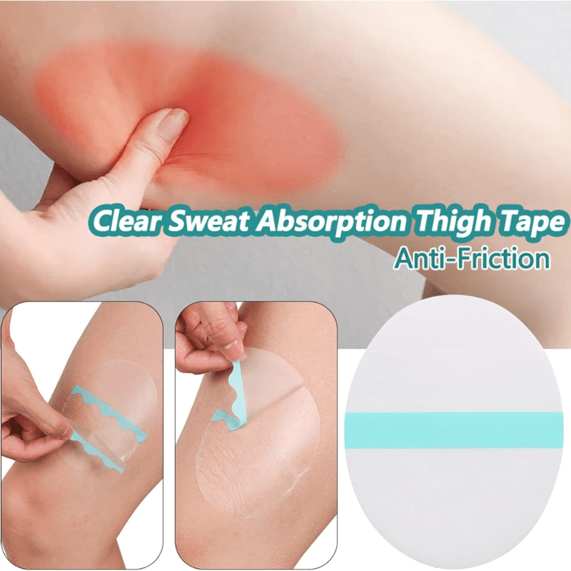 10-Pack of self-adhesive transparent thigh pads for friction prevention.