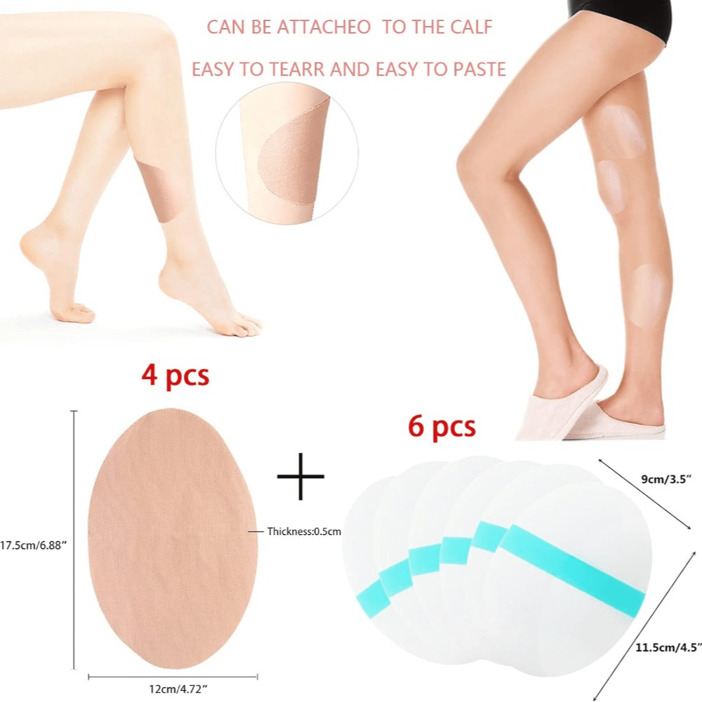 10-Pack of self-adhesive transparent thigh pads for friction prevention.