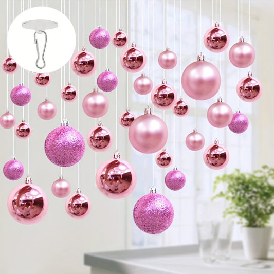 100 transparent self-adhesive ceiling hooks for festive home decor, ideal for Christmas and Halloween decorations. Strong, seamless, and colorful setup.