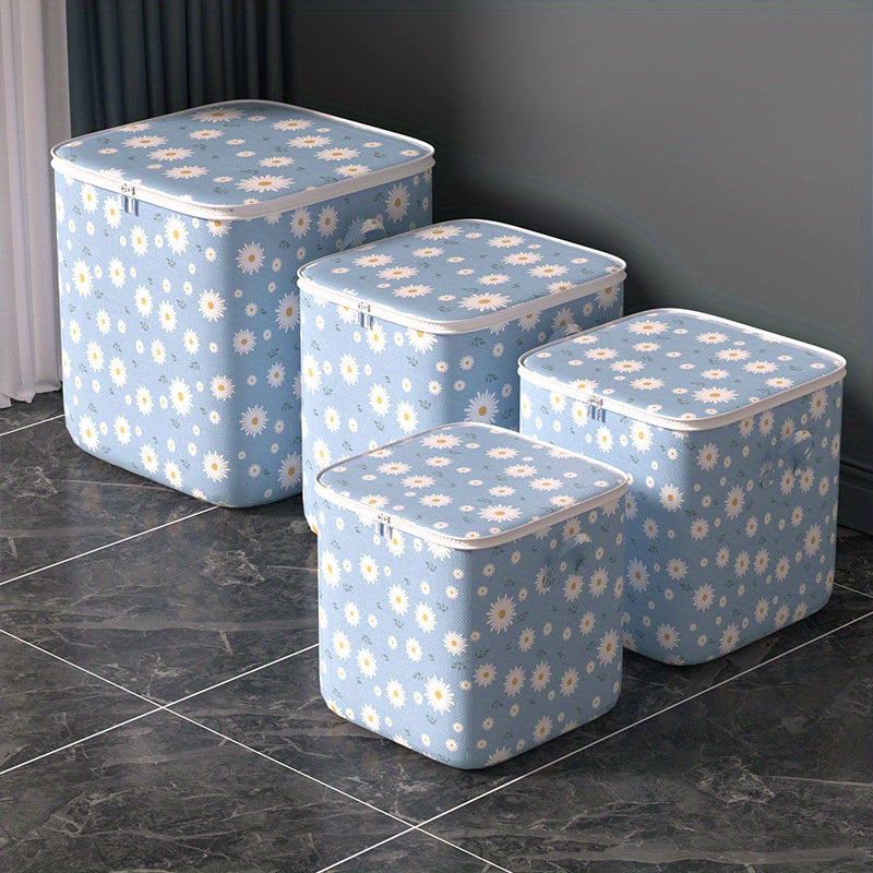 Large capacity foldable storage bins made of waterproof polyester are ideal for keeping clothes and blankets organized in your bedroom, wardrobe, or while traveling. This multi-purpose container is suitable for individuals aged 14 and older.