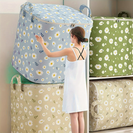 Large capacity foldable storage bins made of waterproof polyester are ideal for keeping clothes and blankets organized in your bedroom, wardrobe, or while traveling. This multi-purpose container is suitable for individuals aged 14 and older.