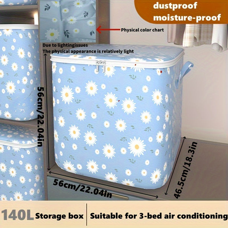 Large capacity foldable storage bins made of waterproof polyester are ideal for keeping clothes and blankets organized in your bedroom, wardrobe, or while traveling. This multi-purpose container is suitable for individuals aged 14 and older.