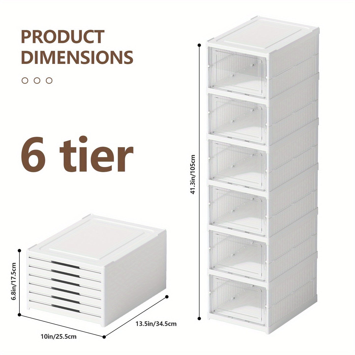 Foldable Shoe Storage Box with 3 Tiers: 26cm Wide, One-Piece Design for Quick and Easy Use, Transparent and Dust-Proof, Perfect for Different Room Styles