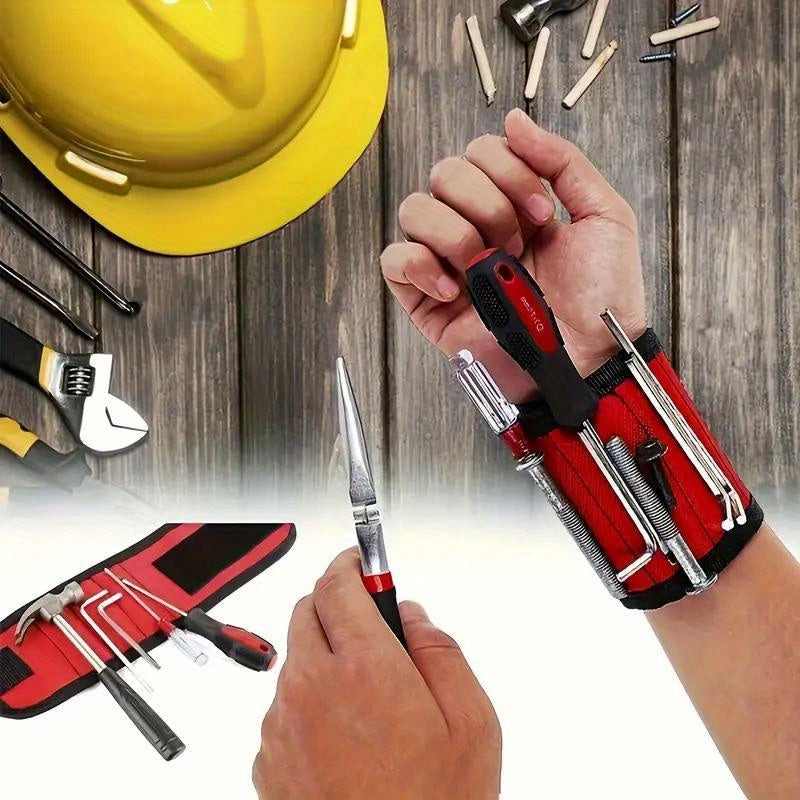 1pc Magnetic Wristband - Strong magnets hold screws, nails, and drilling bits securely. Durable linen material. Convenient tool holder for DIY projects, home improvement, or professional