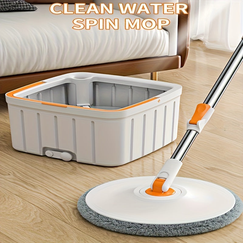 This hands-free wash mop and bucket set comes with 1 mop cloth and features a convenient sewage separation design. The household rotating floor mop can be used for lazy mopping, dust removal, and both dry and wet cleaning. Perfect for use in the home