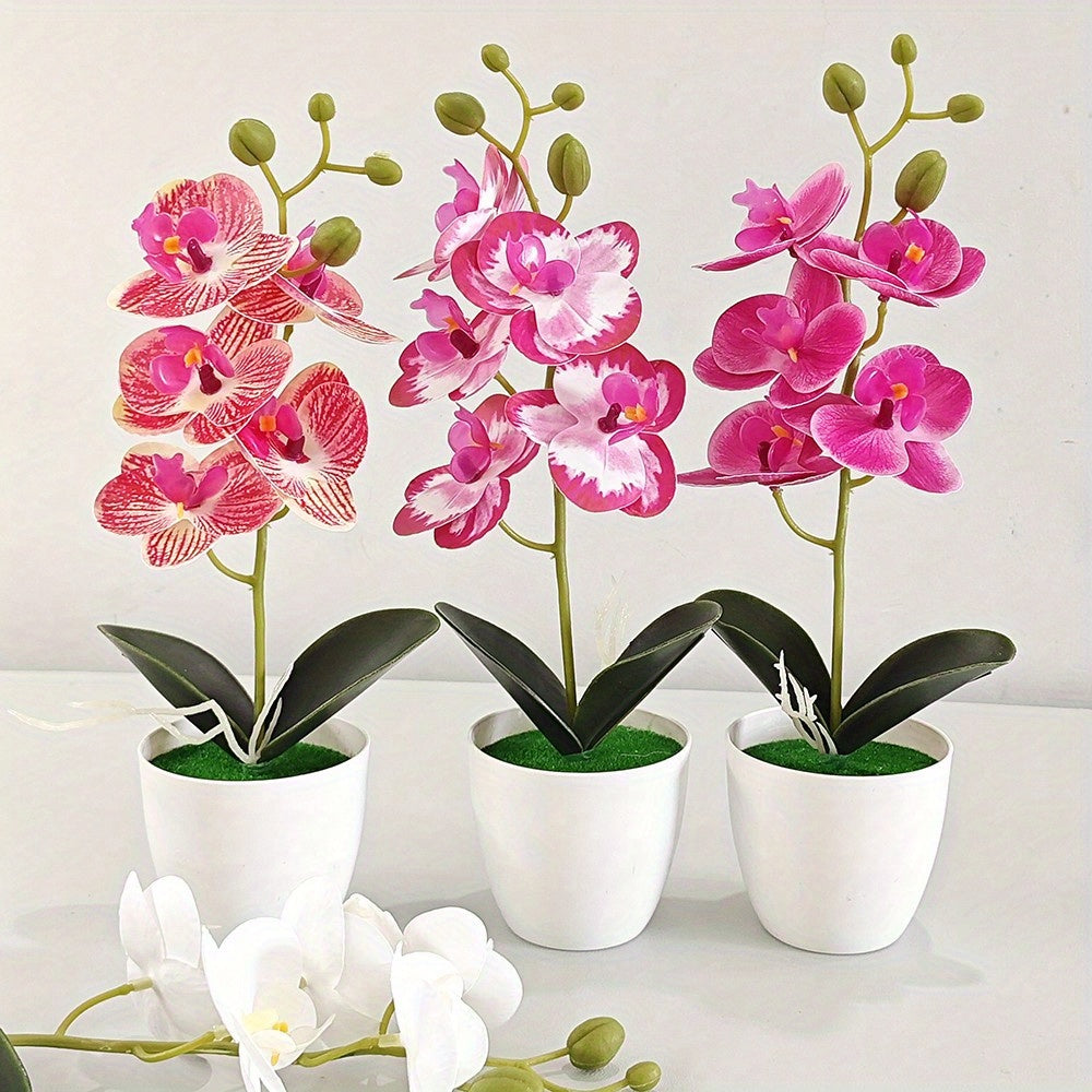 1pc simulated orchid bonsai with small breeds, artificial plant potted tree for desktop or home décor.