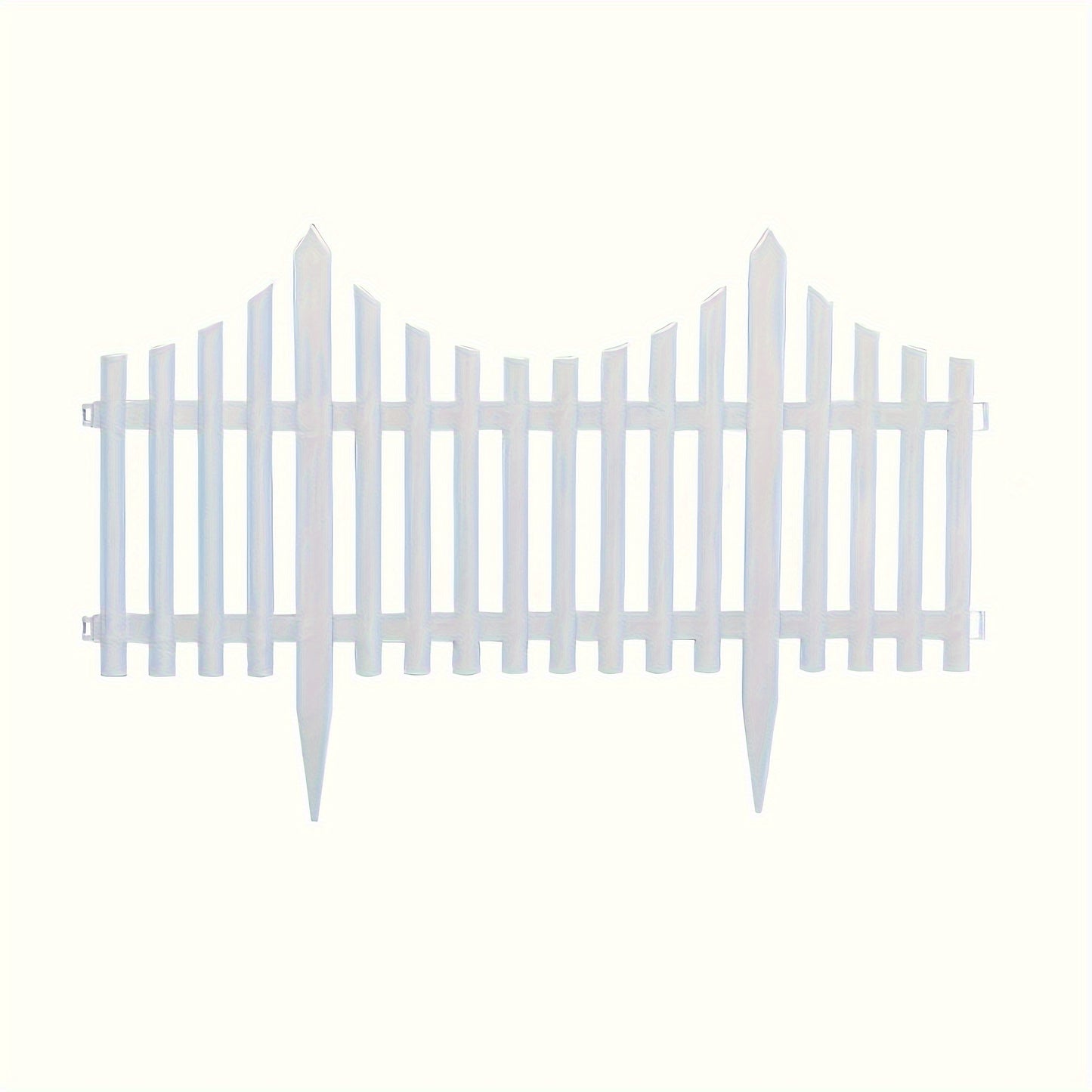 12 pieces of white plastic garden fence for lawn flowerbeds and plant borders, perfect as decorative landscape edging stakes for gardens, yards, and fall decor.