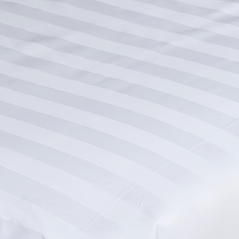 Sophisticated White Cotton Pillowcase with Striped Design - Luxuriously Soft and Perfect for Master Bedroom or Guest Room - Easy Care, Envelope Closure, 100% Cotton, 40 Thread Count