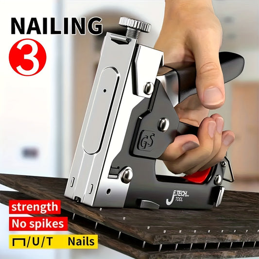 GS 3-in-1 Heavy Duty Manual Staple Gun for DIY projects with T/U Type Staples.