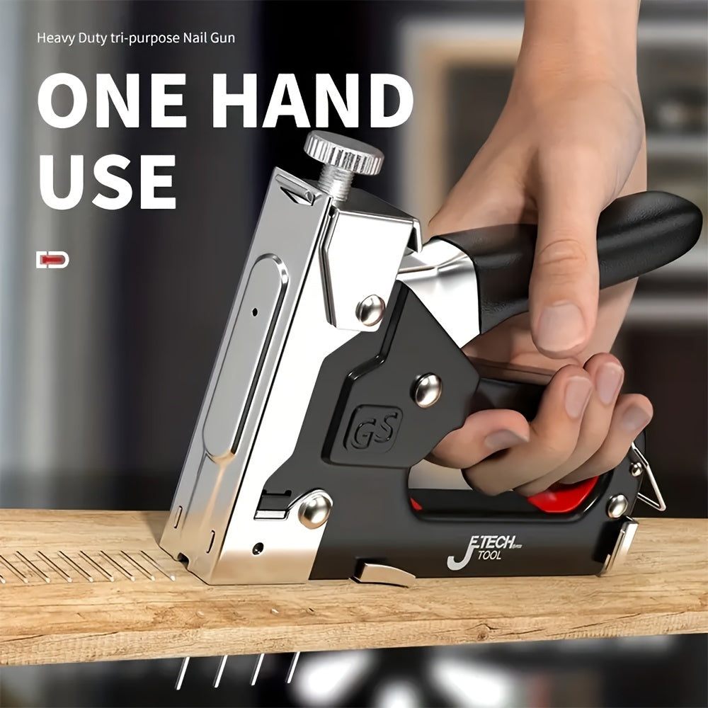 GS 3-in-1 Heavy Duty Manual Staple Gun for DIY projects with T/U Type Staples.