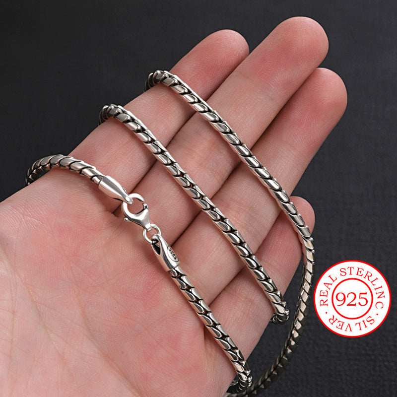 Vintage and hip-hop style Hypoallergenic 925 Sterling Silver Necklace - ideal for casual attire or music festivals.