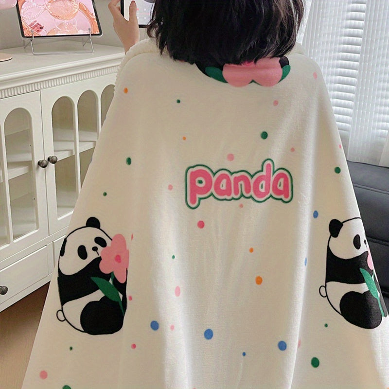 Soft and plush panda print milk velvet throw blanket - perfect for snuggling on the couch, sofa, at the office, or when traveling. Provides cozy warmth all year round. Makes a versatile and lightweight gift idea.