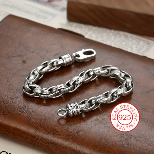 S925 Sterling Silver Bracelet - Retro Hip-Hop Inspired, Great for Everyday Wear & Music Festivals, Perfect Gift for Birthdays, Halloween, or Anniversaries