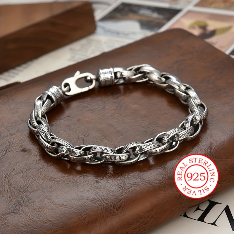 S925 Sterling Silver Bracelet - Retro Hip-Hop Inspired, Great for Everyday Wear & Music Festivals, Perfect Gift for Birthdays, Halloween, or Anniversaries