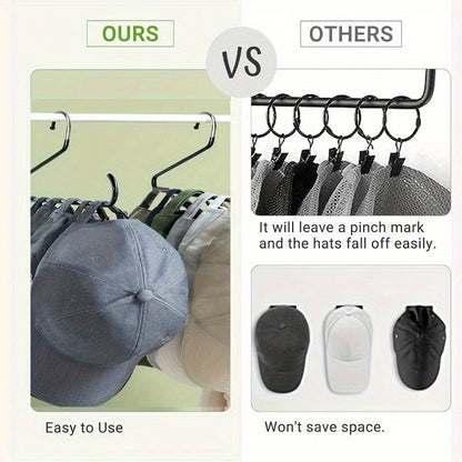 Black 20-Capacity Baseball Cap Organizer Combo - Sturdy Steel Hanging Hat Storage System for Closet Organization, Versatile, Requires No Power, Cap Rack for Baseball Caps.