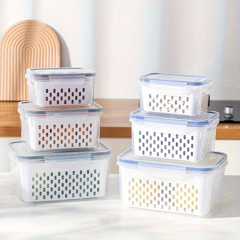 Set of 4 leakproof food storage containers made with BPA-free materials. Features an airtight seal to keep food fresh, perfect for meal prep and kitchen organization. Containers are reusable, stackable, and ideal for storing fruits, veggies, meats, and