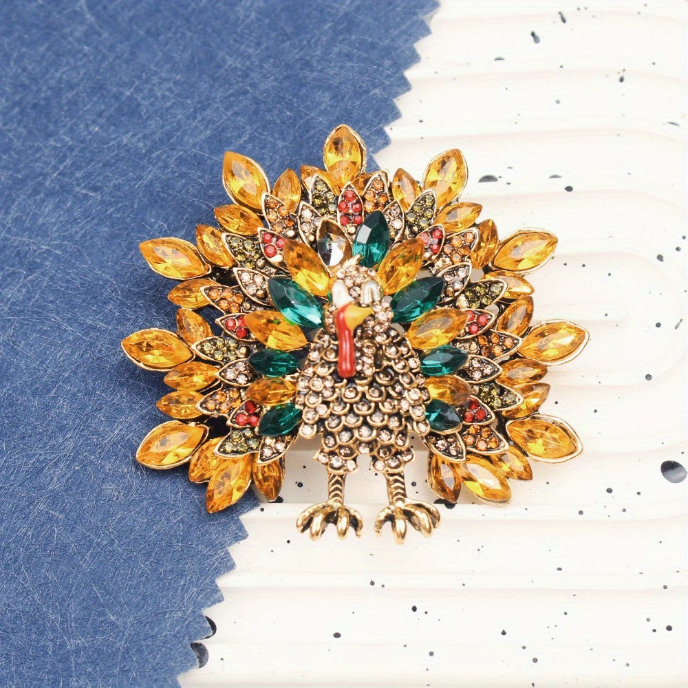 Elevate your style with this stunning Elegant Luxury Peacock Brooch Pin, featuring an irregular shaped rhinestone design. This high-quality accessory is perfect for both men and women and is sure to add a touch of elegance to any outfit.