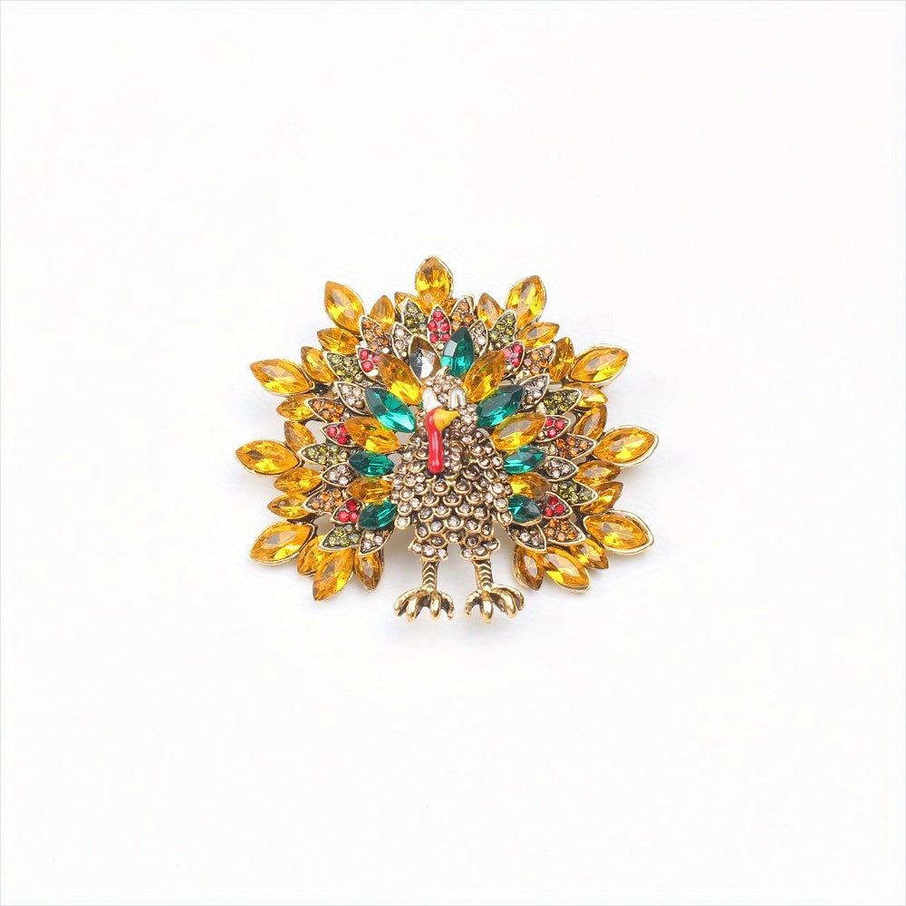 Elevate your style with this stunning Elegant Luxury Peacock Brooch Pin, featuring an irregular shaped rhinestone design. This high-quality accessory is perfect for both men and women and is sure to add a touch of elegance to any outfit.