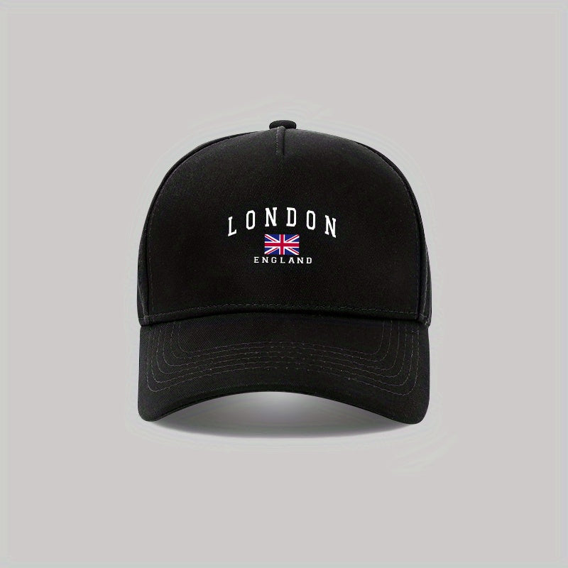 London England Casual Baseball Cap, made of 80% Cotton and 20% Polyester blend. Lightweight, breathable, and provides sun protection for fishing, travel, and running. Hand wash only.