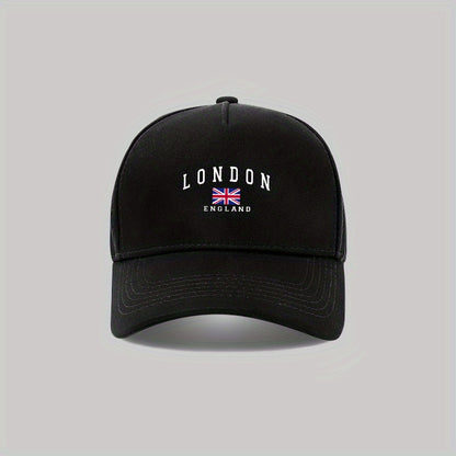 London England Casual Baseball Cap, made of 80% Cotton and 20% Polyester blend. Lightweight, breathable, and provides sun protection for fishing, travel, and running. Hand wash only.