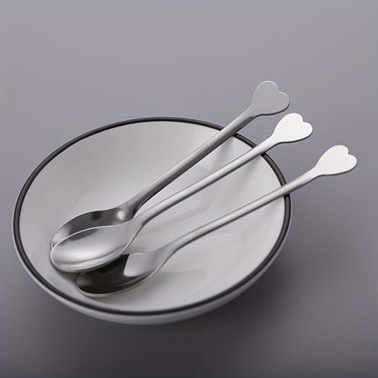 Set of 4 Heart-Shaped Handle Stainless Steel Spoons: Ideal for Coffee, Tea, Soup, and Beyond