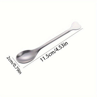 Set of 4 Heart-Shaped Handle Stainless Steel Spoons: Ideal for Coffee, Tea, Soup, and Beyond