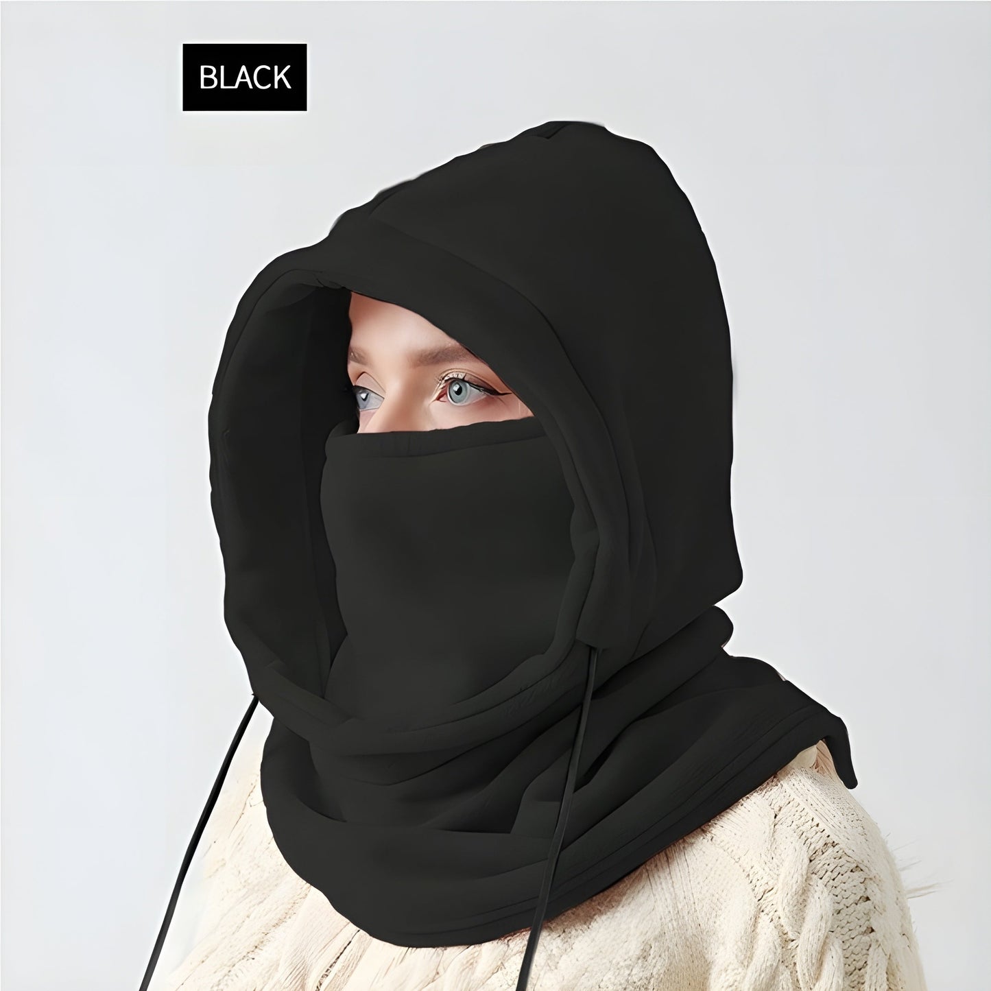 Stay warm and protected this winter with the Winter Fleece Balaclava. This windproof and cozy ski mask features a drawstring hood for outdoor activities and motorcycle riding.