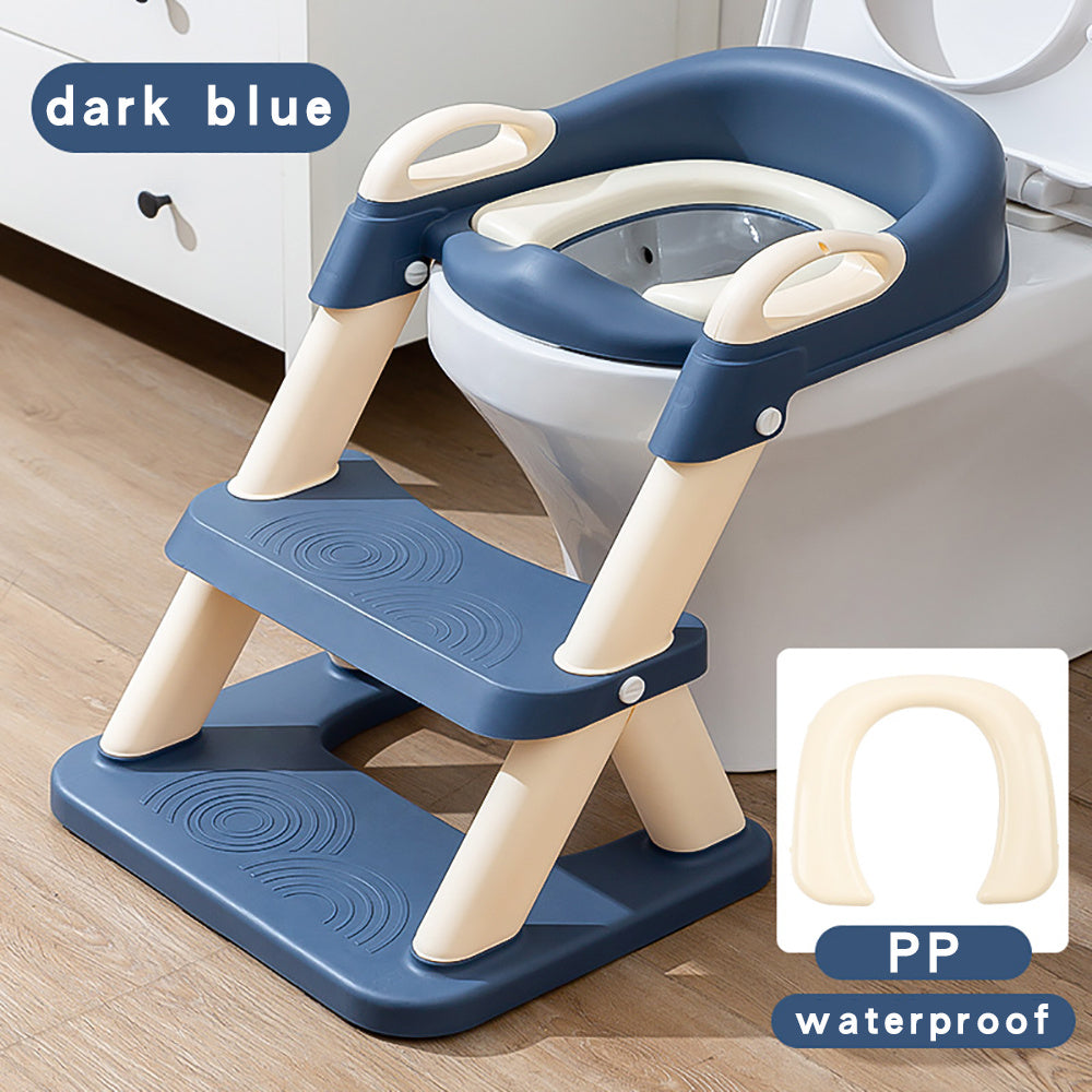 Foldable Potty Training Toilet Seat with Step Stool for Young Children - Safe, Convenient, and Easy to Use