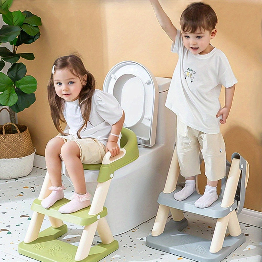 Foldable Potty Training Toilet Seat with Step Stool for Young Children - Safe, Convenient, and Easy to Use