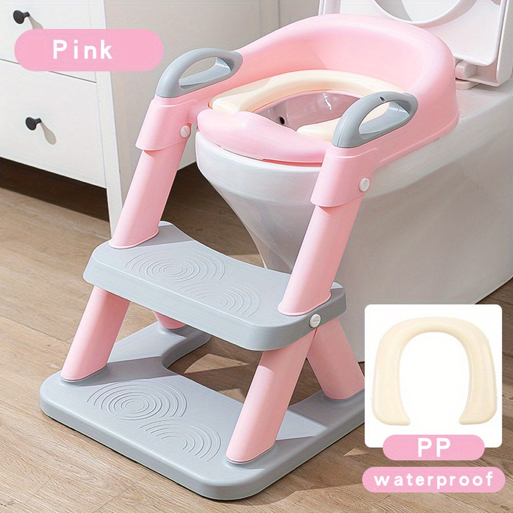 Foldable Potty Training Toilet Seat with Step Stool for Young Children - Safe, Convenient, and Easy to Use