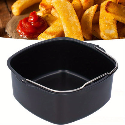 A 8-Inch Square Cake Baking Pan designed for use in an Air Fryer, this Non-Stick Bakeware Basket Accessory is ideal for dining and cooking scenarios. It is compatible with both oven and air fryer, making it perfect for cake molds. Comes in a set of 1.