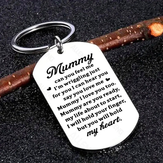 Stainless Steel Keychain for New Moms by ALLENG - Engraved Heartfelt Message Keyring - Perfect Gift for Pregnancy Announcement, Expecting Mother, Baby Shower, or First-Time Mom