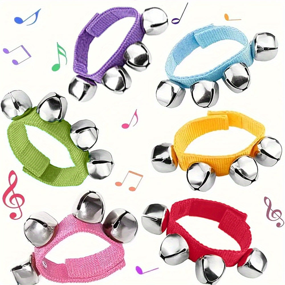 2 sets of Wrist Band Jingle Bells in 6 colors for kids, can be used as musical instruments.