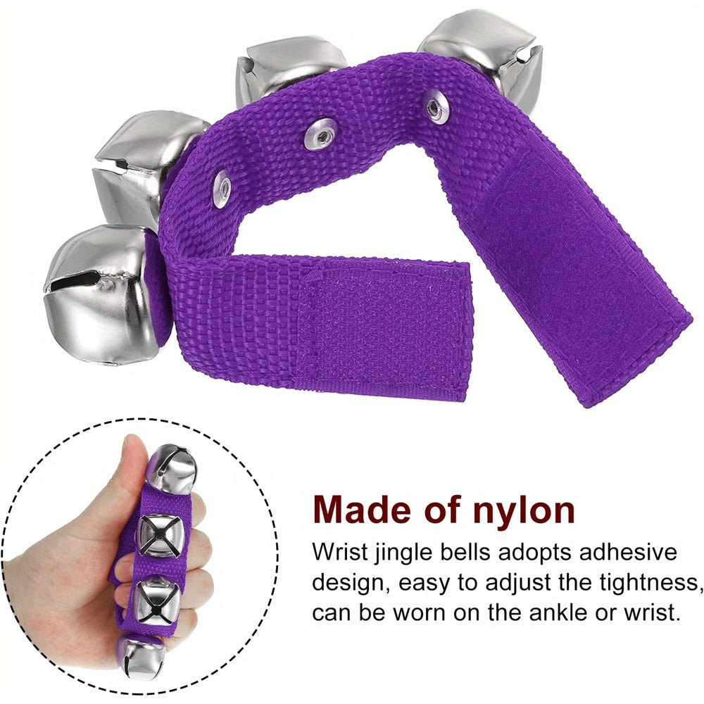 2 sets of Wrist Band Jingle Bells in 6 colors for kids, can be used as musical instruments.