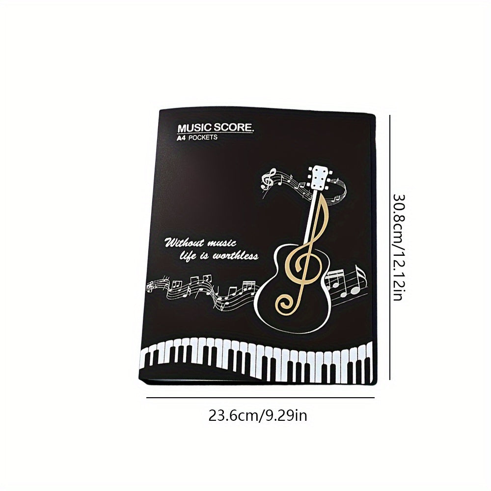 40 Pocket Bookmarks for Guitar Sheet Music, Front and Back, Holds 80 Pages, A4 Data Sheet Music Folder for Staff Notation and Piano Scores.