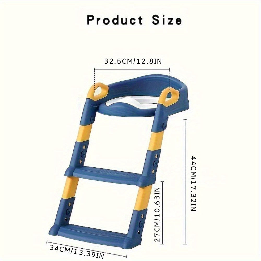 Toilet seat frame for children, baby toilet with cushion, auxiliary device for kids, foldable ladder-style seat