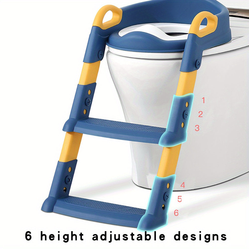 Toilet seat frame for children, baby toilet with cushion, auxiliary device for kids, foldable ladder-style seat