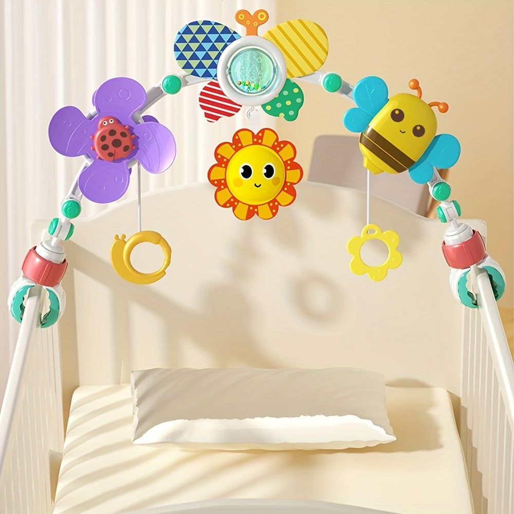 Butterfly, Bee, and Flower Interactive Toys Infant Stroller and Crib Mobile with Rattles - Made of Durable Plastic in China, Suitable for Ages 0-3 Years.