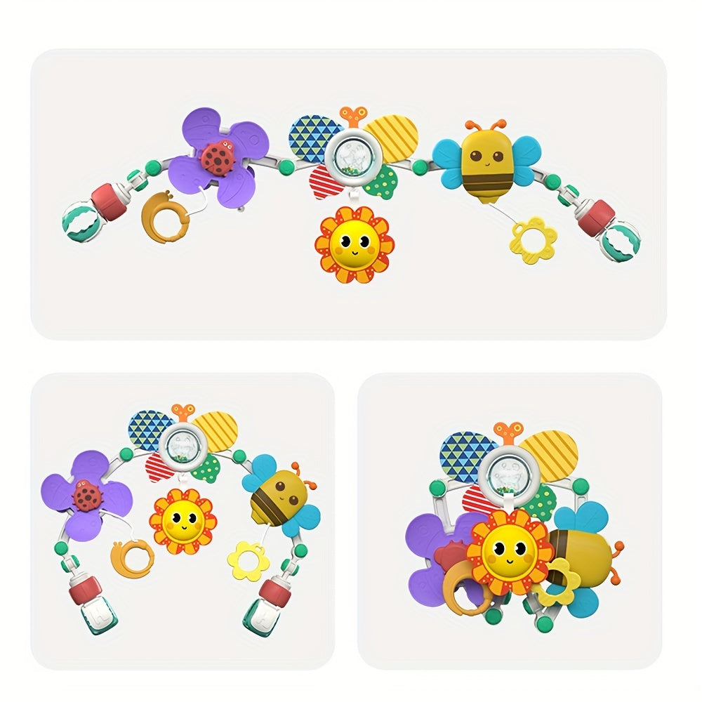 Butterfly, Bee, and Flower Interactive Toys Infant Stroller and Crib Mobile with Rattles - Made of Durable Plastic in China, Suitable for Ages 0-3 Years.