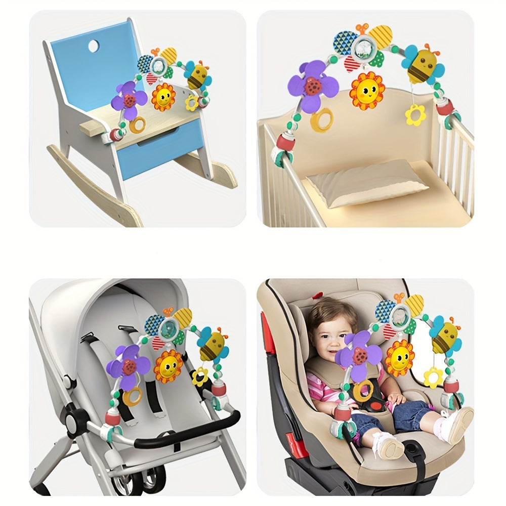 Butterfly, Bee, and Flower Interactive Toys Infant Stroller and Crib Mobile with Rattles - Made of Durable Plastic in China, Suitable for Ages 0-3 Years.