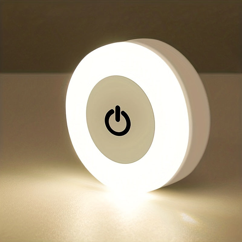 Mini LED touch sensor night light with USB rechargeable battery and magnetic base for versatile placement in any room. Can be dimmed for customizable brightness in bedrooms, kitchens