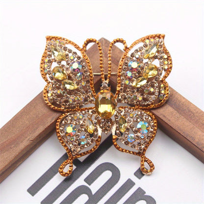 Chic Butterfly Brooches - Exquisite Rhinestone and Enamel Animal Designed Fashion Accessory - Unique Simulation Style for Women's Corsages