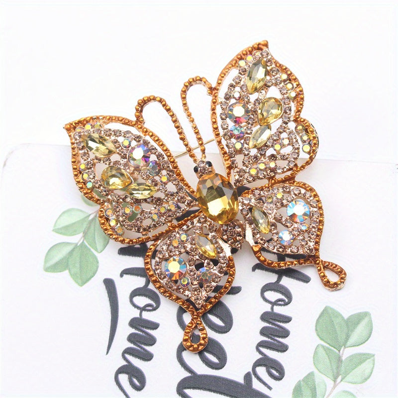 Chic Butterfly Brooches - Exquisite Rhinestone and Enamel Animal Designed Fashion Accessory - Unique Simulation Style for Women's Corsages