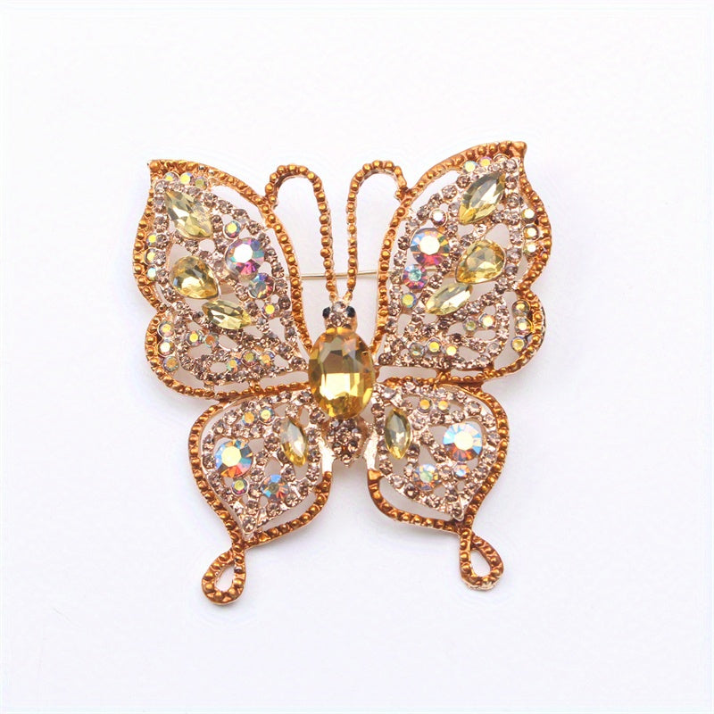 Chic Butterfly Brooches - Exquisite Rhinestone and Enamel Animal Designed Fashion Accessory - Unique Simulation Style for Women's Corsages