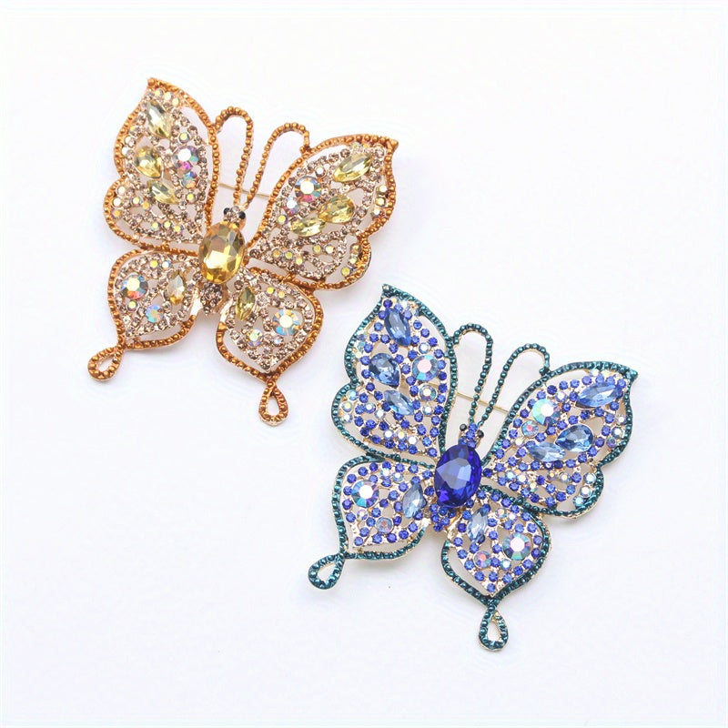 Chic Butterfly Brooches - Exquisite Rhinestone and Enamel Animal Designed Fashion Accessory - Unique Simulation Style for Women's Corsages