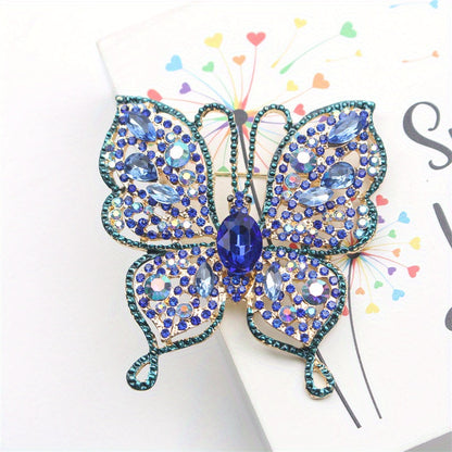 Chic Butterfly Brooches - Exquisite Rhinestone and Enamel Animal Designed Fashion Accessory - Unique Simulation Style for Women's Corsages