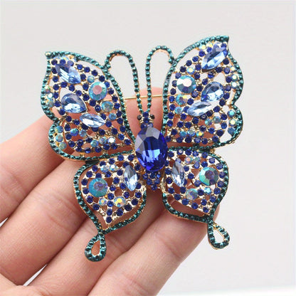 Chic Butterfly Brooches - Exquisite Rhinestone and Enamel Animal Designed Fashion Accessory - Unique Simulation Style for Women's Corsages